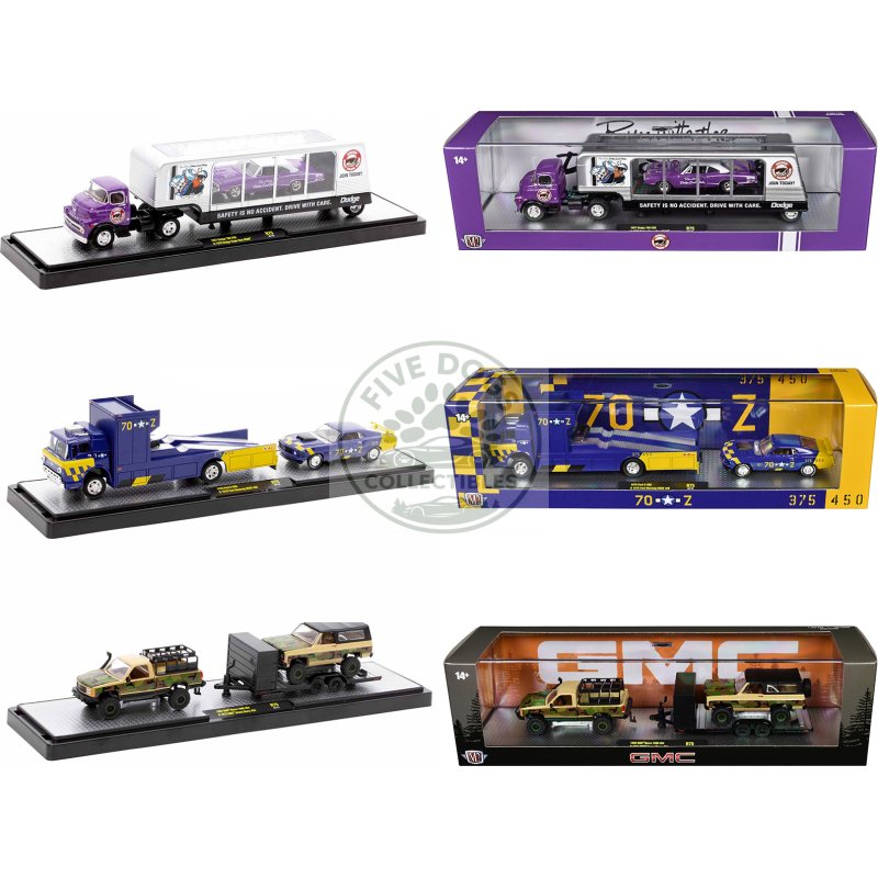 auto haulers set of 3 trucks release 75 limited edition to 8000 pieces worldwide 1/64 diecast models by m2 machines