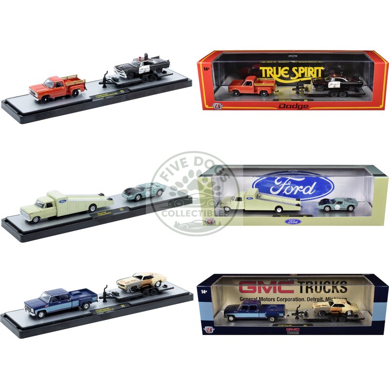 auto haulers set of 3 trucks release 89 limited edition to 8000 pieces worldwide 1/64 diecast models by m2 machines