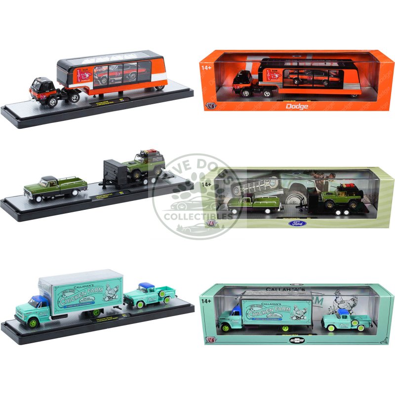 auto haulers set of 3 trucks release 91 limited edition to 8000 pieces worldwide 1/64 diecast model cars by m2 machines