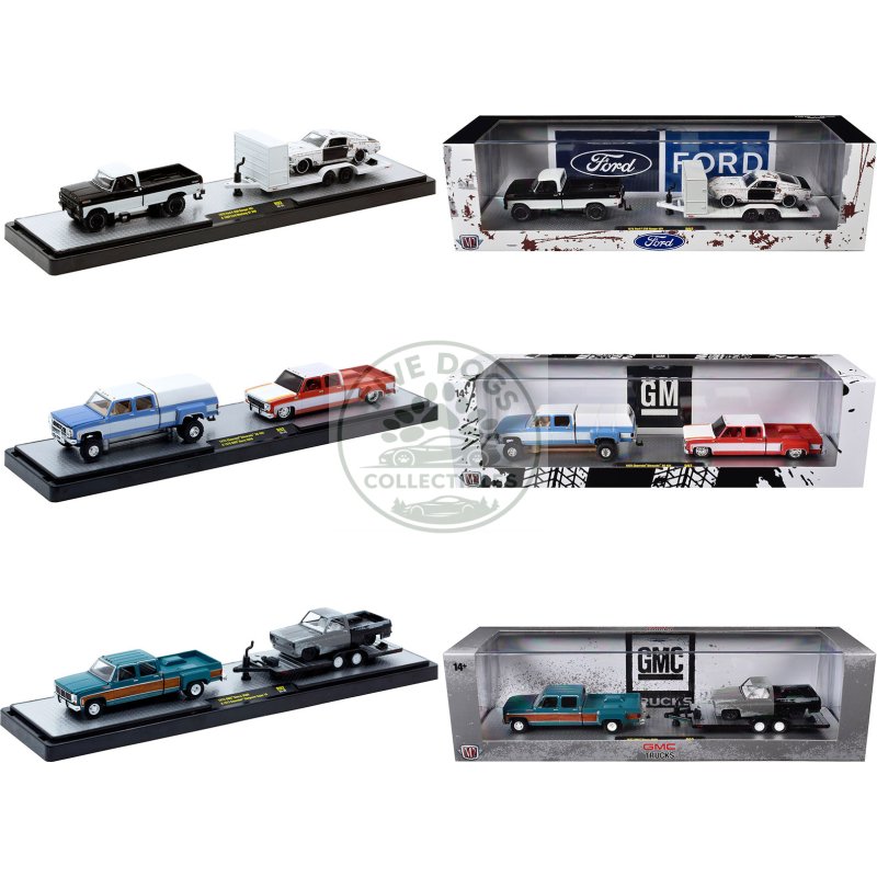 auto haulers set of 3 trucks release 92 limited edition to 10000 pieces worldwide 1/64 diecast model cars by m2 machines