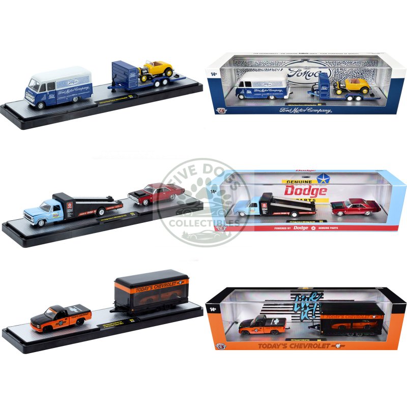 auto haulers set of 3 trucks release 93 limited edition to 6000 pieces worldwide 1/64 diecast model cars by m2 machines