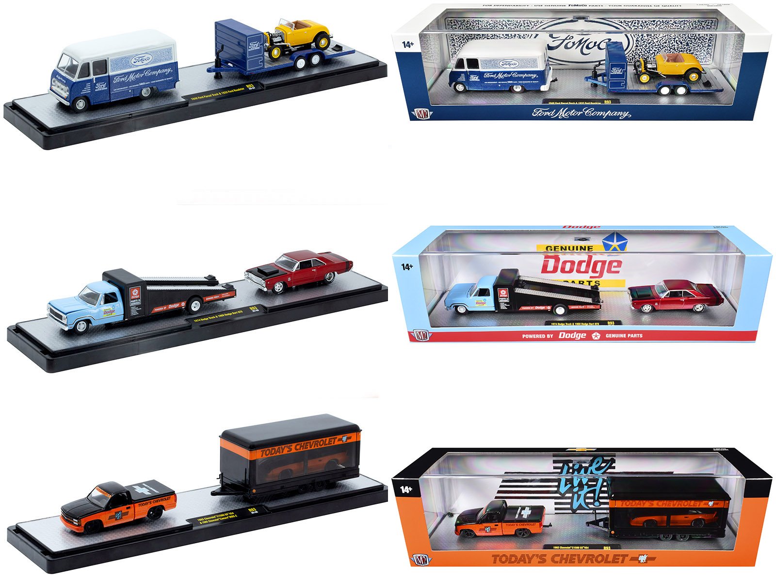 auto haulers set of 3 trucks release 93 limited edition to 6000 pieces worldwide 1/64 diecast model cars by m2 machines auto haulers set of 3 trucks release 93 limited edition to 6000 pieces worldwide 1/64 diecast model cars by m2 machines