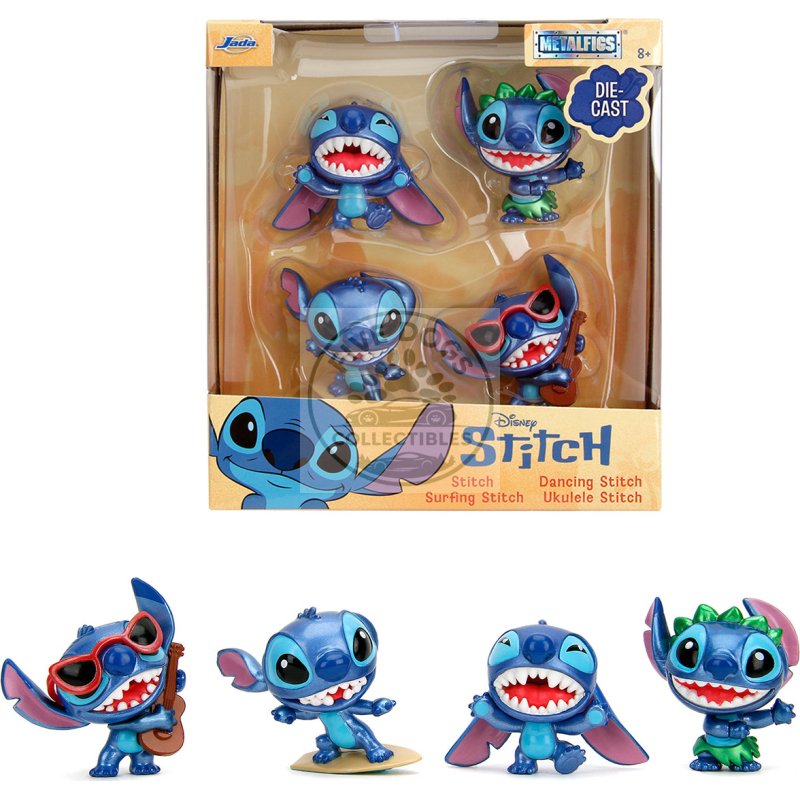 set of 4 diecast figures "disney's stitch" "metalfigs" series diecast models by jada