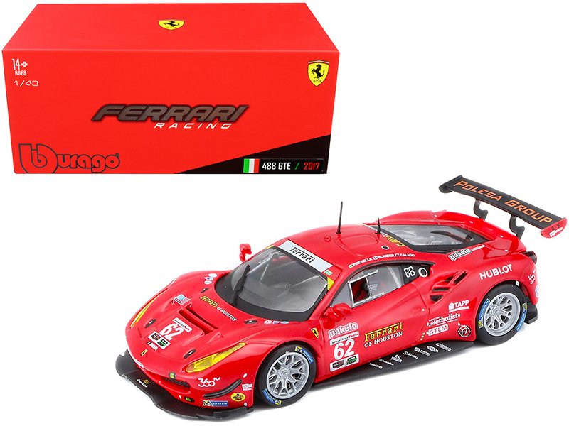 ferrari 488 gte #62 g. fisichella t. vilander j. calado 24 hours of daytona (2017) 1/43 diecast model car by bburago ferrari 488 gte #62 g. fisichella t. vilander j. calado 24 hours of daytona (2017) 1/43 diecast model car by bburago