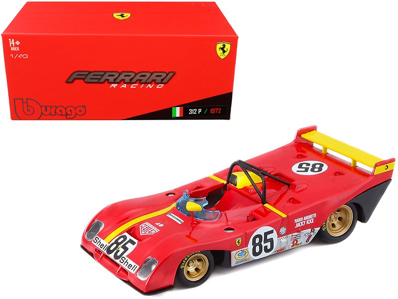 ferrari 312p #85 jacky ickx mario andretti 6 hours of watkins glen (1972) 1/43 diecast model car by bburago ferrari 312p #85 jacky ickx mario andretti 6 hours of watkins glen (1972) 1/43 diecast model car by bburago
