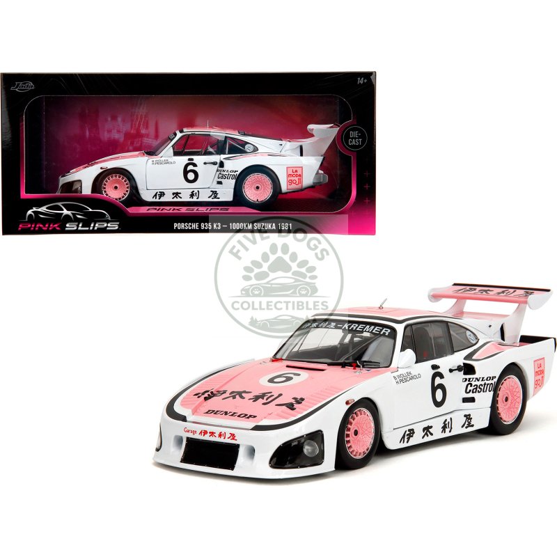 porsche 935 k3 #6 bob wollek henri pescarolo winner "suzuka 1000km" (1981) "pink slips" series 1/18 diecast model car by jada