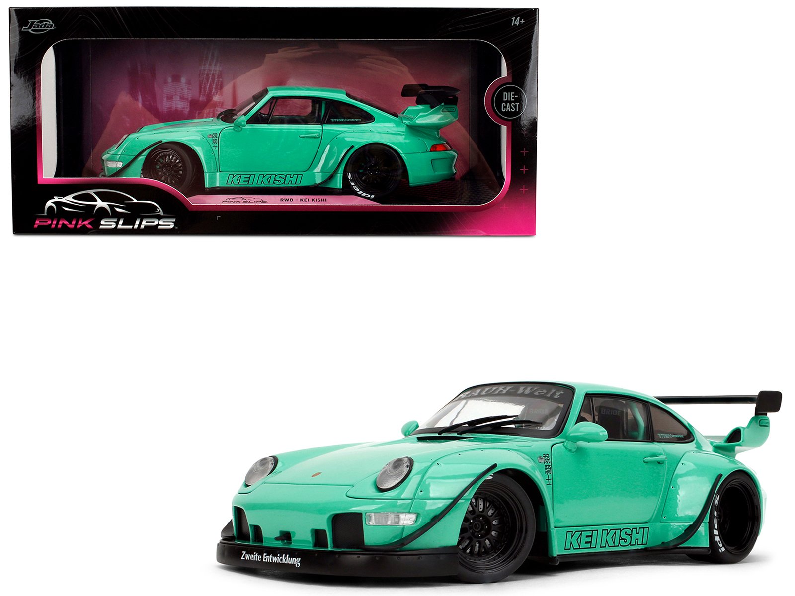 rwb body kit "kei kishi" light blue "pink slips" series 1/18 diecast model car by jada rwb body kit "kei kishi" light blue "pink slips" series 1/18 diecast model car by jada