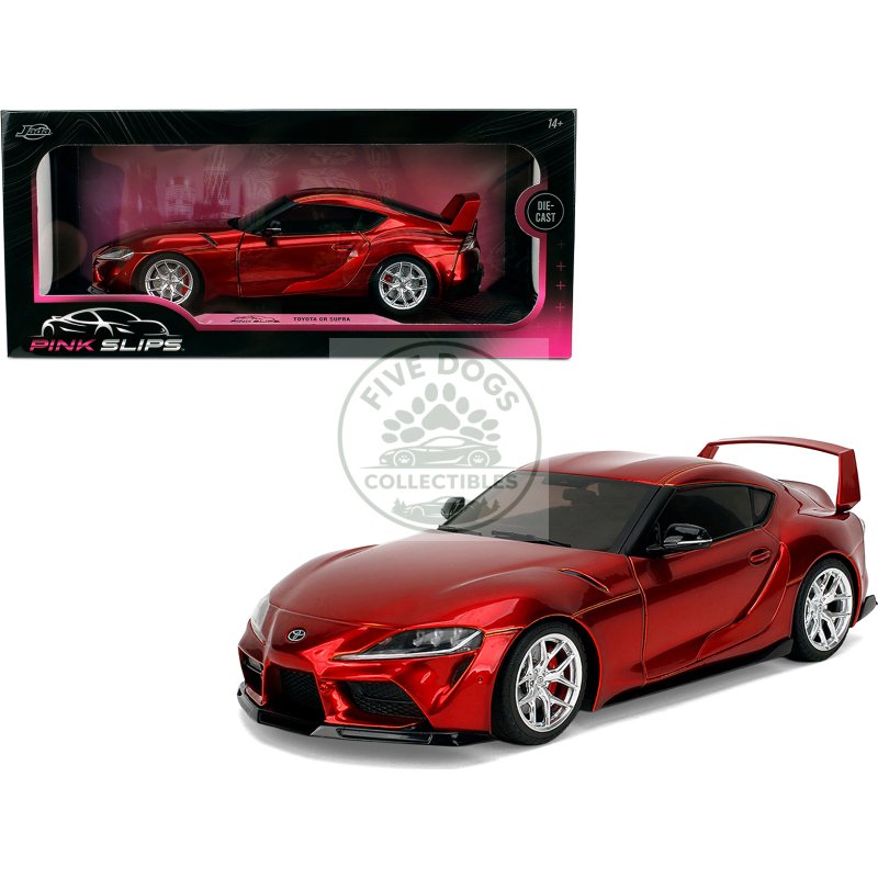 toyota gr supra red metallic "pink slips" series 1/18 diecast model car by jada