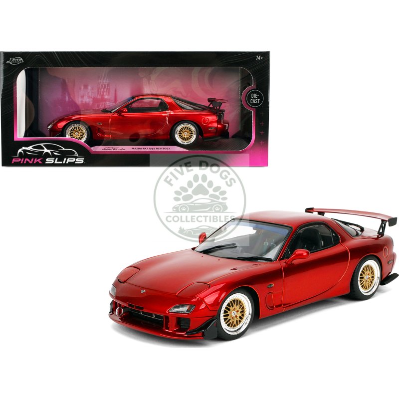 mazda rx7 type rs (fd3s) rhd (right hand drive) orange metallic "pink slips" series 1/18 diecast model car by jada