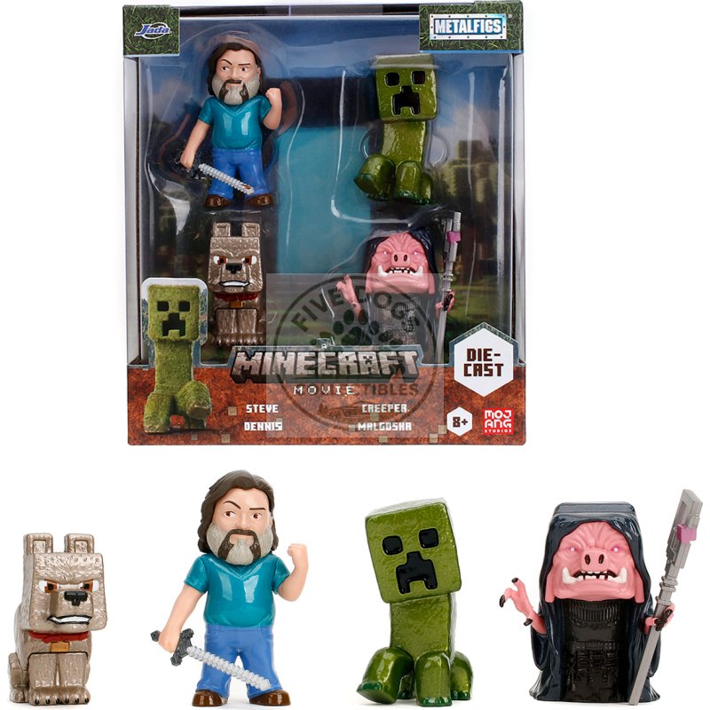set of 4 diecast figures "a minecraft movie" (2025) movie "metalfigs" series diecast models by jada