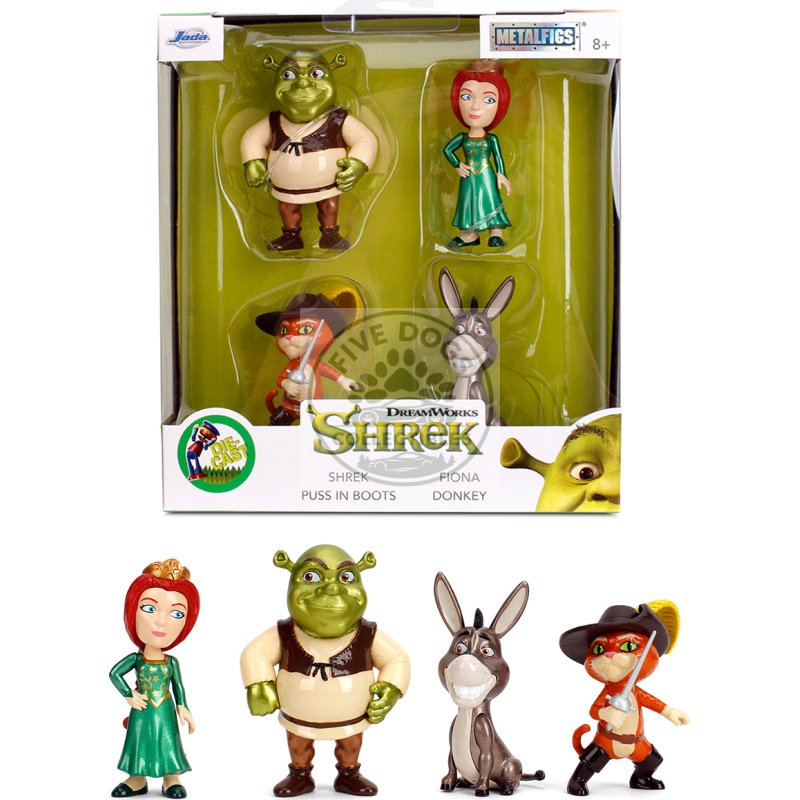 set of 4 diecast figures "shrek" (2001) movie "metalfigs" series by jada
