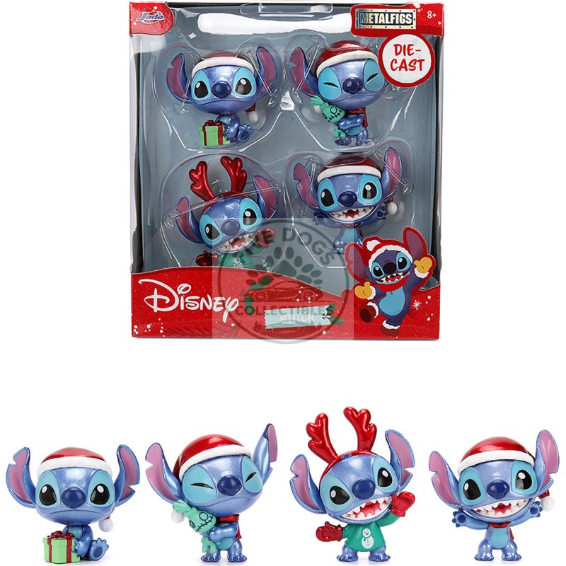 set of 4 diecast figures "disney's stitch christmas edition" "metalfigs" series by jada