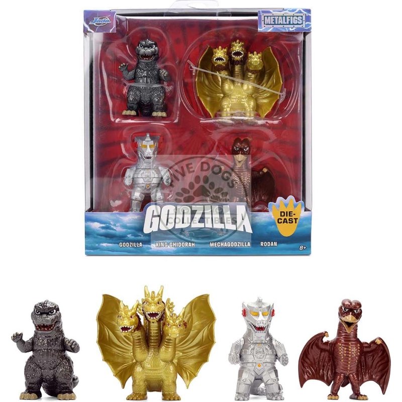 set of 4 diecast figures "godzilla" franchise "metalfigs" series by jada