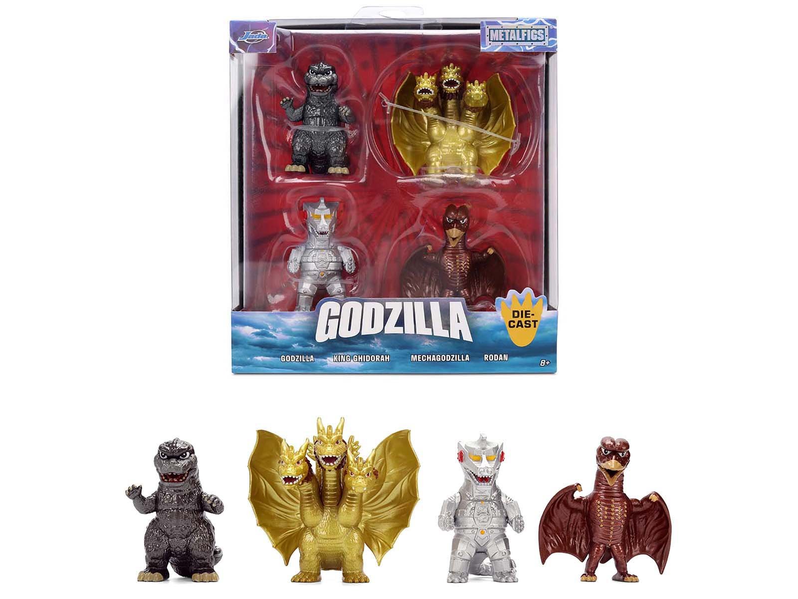 set of 4 diecast figures "godzilla" franchise "metalfigs" series by jada set of 4 diecast figures "godzilla" franchise "metalfigs" series by jada