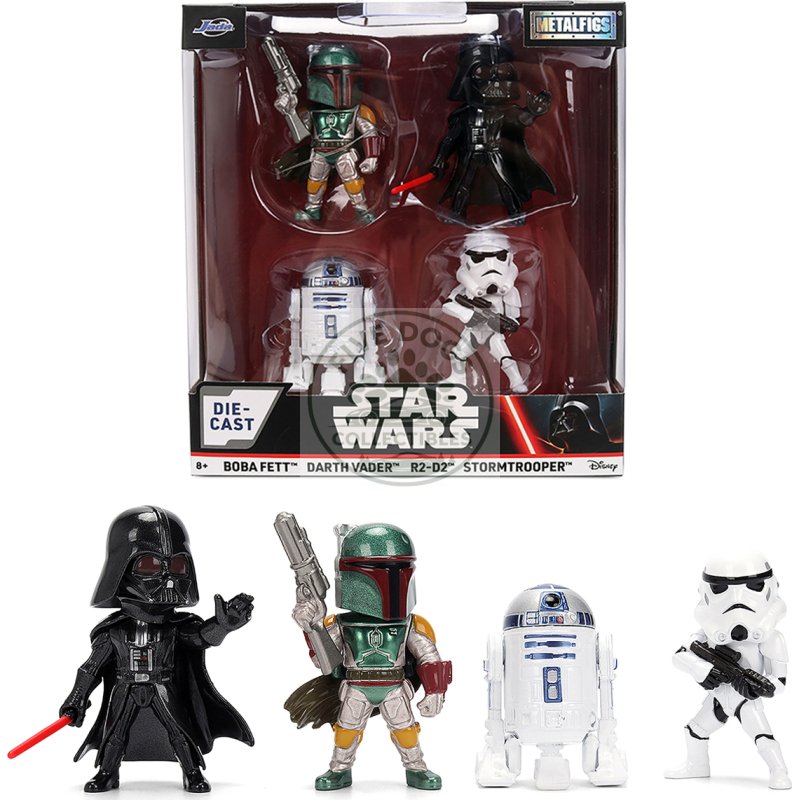 set of 4 diecast figures "star wars" movie franchise "metalfigs" series diecast models by jada