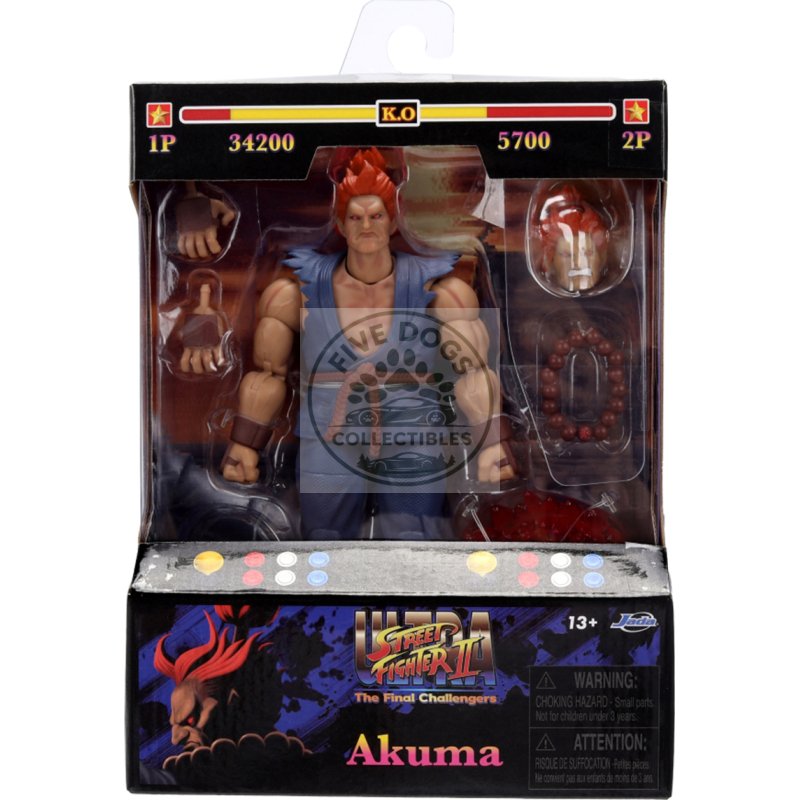 akuma 6" moveable figure with accessories and alternate head and hands "ultra street fighter ii: the final challengers" (2017) video game model by jada