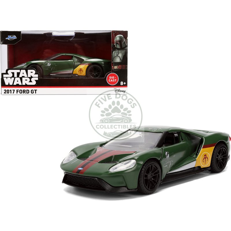 2017 ford gt "boba fett" livery dark green with graphics "star wars" franchise "hollywood rides" series 1/32 diecast model car by jada