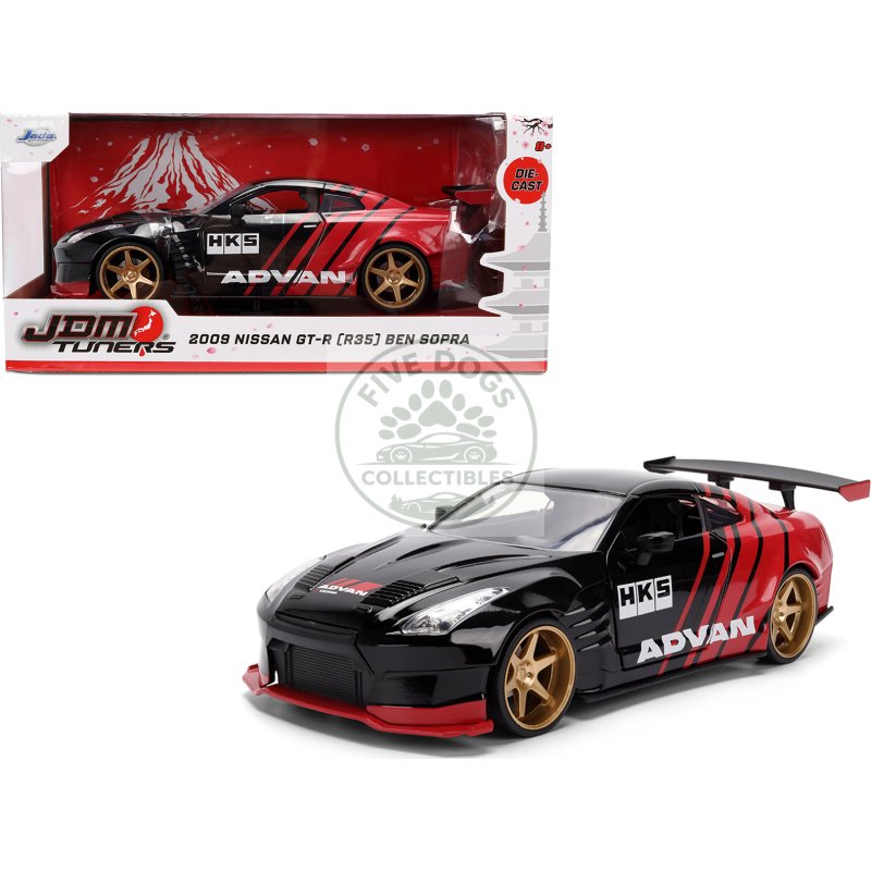 2009 nissan gt r (r35) ben sopra "advan" black and red "jdm tuners" series 1/24 diecast model car by jada