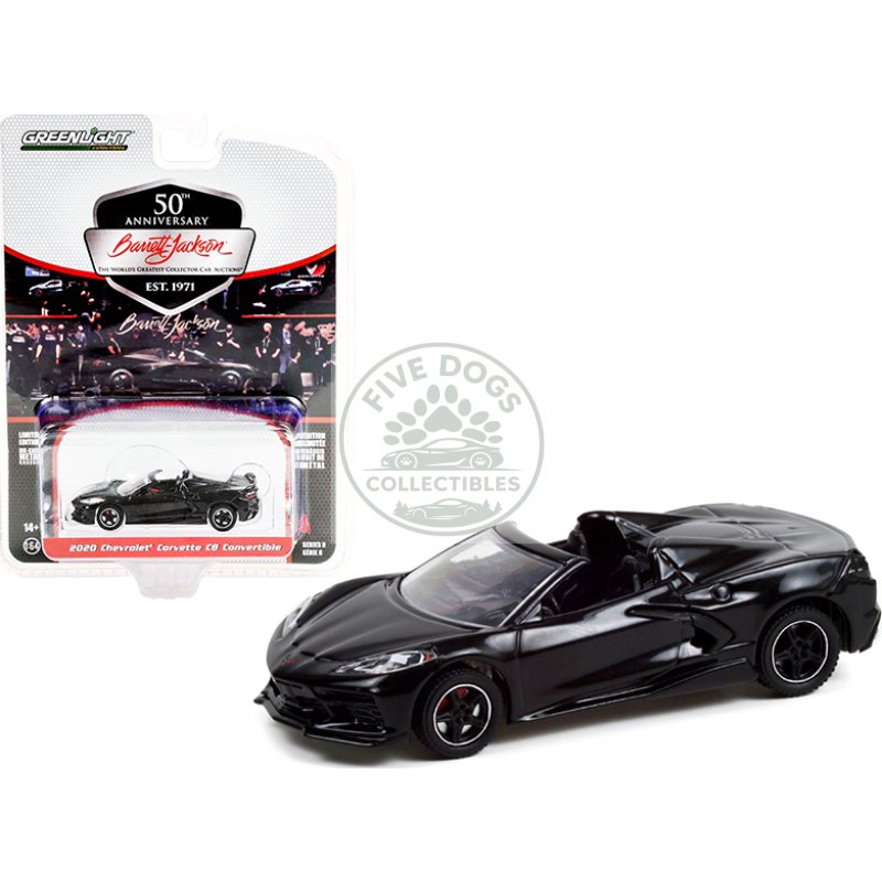 2020 chevrolet corvette c8 stingray convertible black (lot #3003) barrett jackson "scottsdale edition" series 8 1/64 diecast model car by greenlight