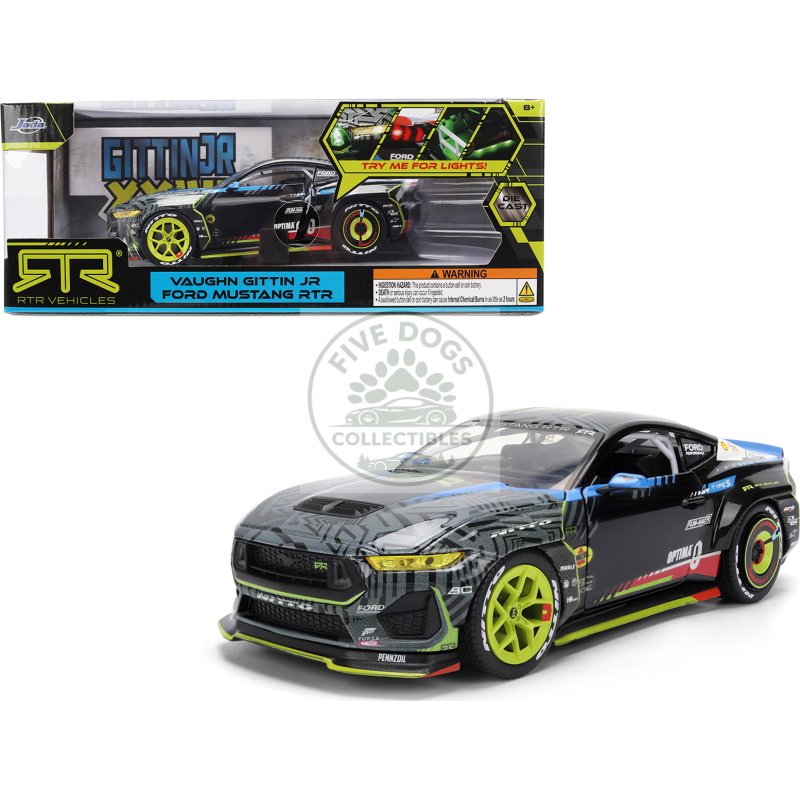 ford mustang rtr #25 vaughn gittin jr. "formula drift pro championship" (2025) with lights "rtr vehicles" series 1/24 diecast model car by jada