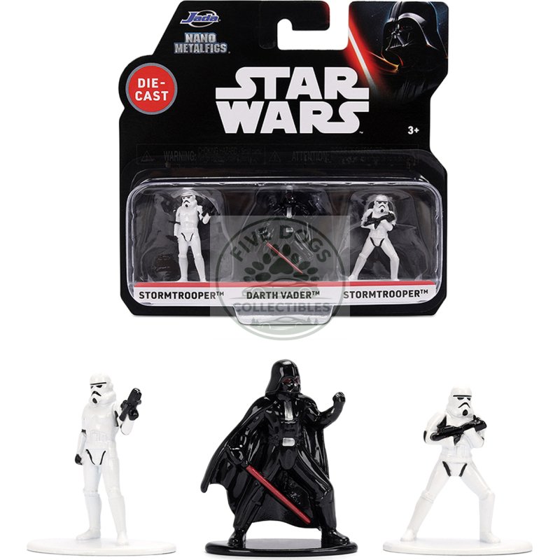 set of 3 diecast figures "star wars" movie franchise "nano metalfigs" series diecast models by jada