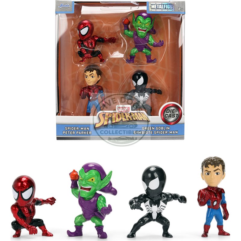 set of 4 diecast figures "spider man" wave 3 "metalfigs" series diecast models by jada