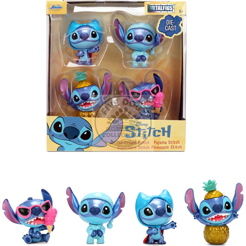 set of 4 diecast figures "disney's stitch" wave #3 "metalfigs" series diecast models by jada