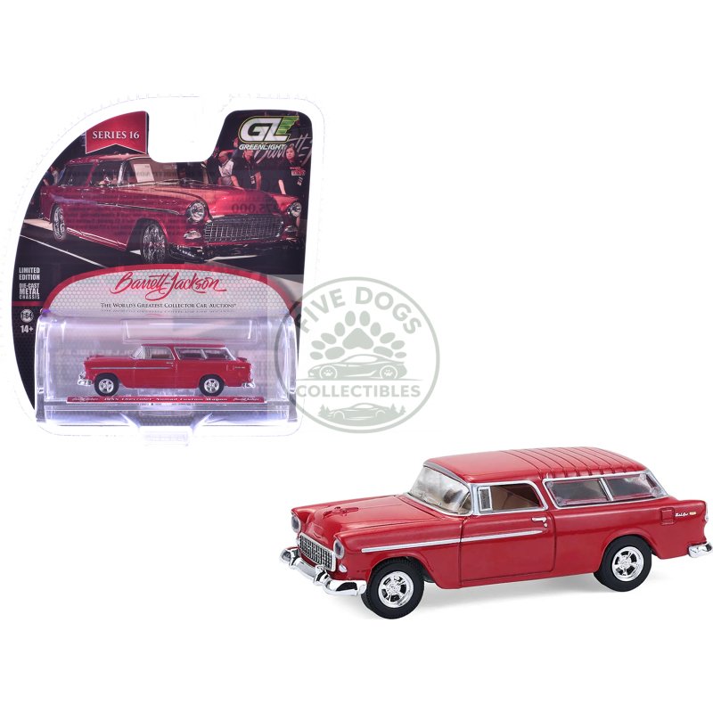 1955 chevrolet nomad custom wagon red "barrett jackson" series 16 1/64 diecast model car by greenlight