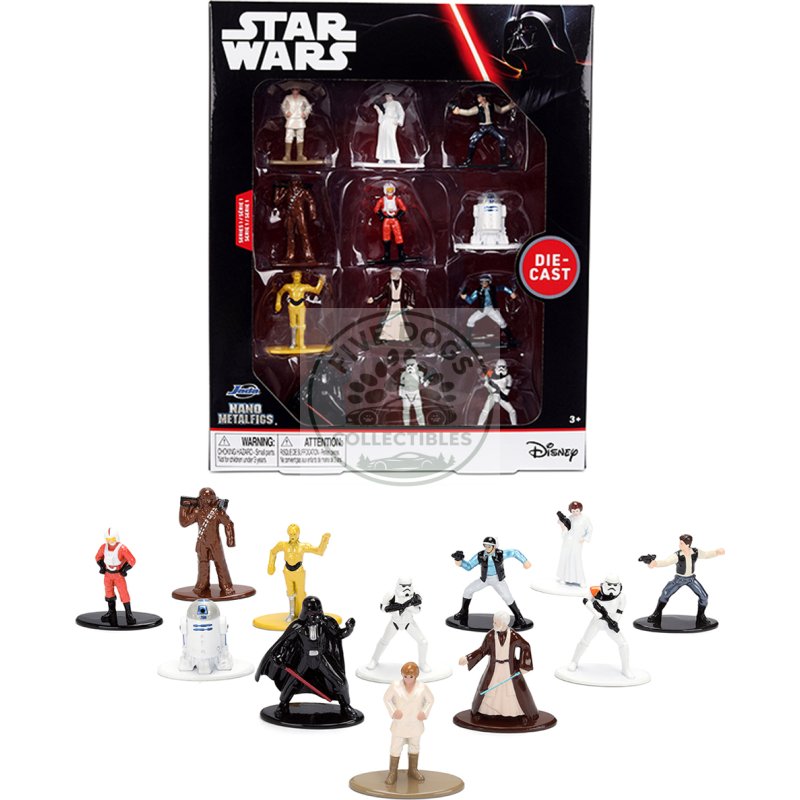 set of 12 diecast figures "star wars" movie franchise "nano metalfigs" series diecast models by jada