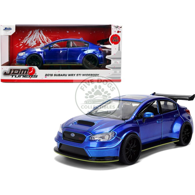 2016 subaru wrx sti widebody blue metallic "jdm tuners" series 1/24 diecast model car by jada