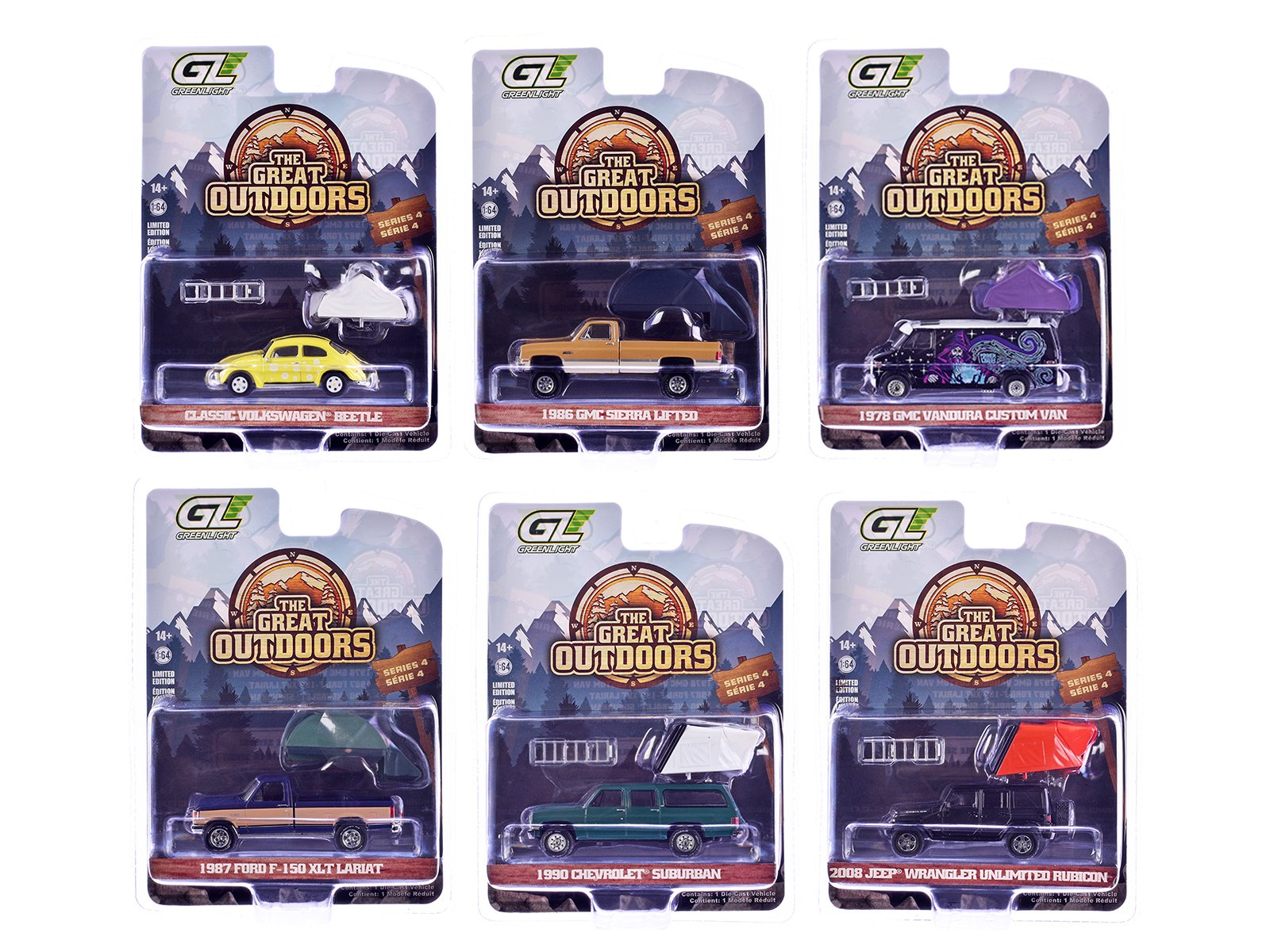 "the great outdoors" series 4 set of 6 pieces 1/64 diecast model cars by greenlight "the great outdoors" series 4 set of 6 pieces 1/64 diecast model cars by greenlight