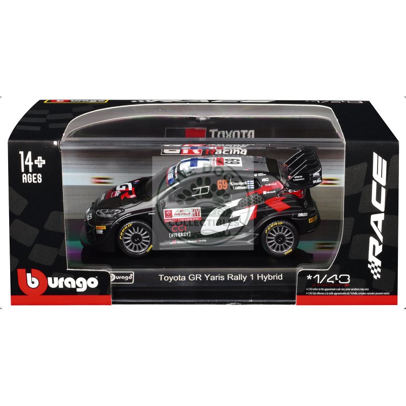 toyota gr yaris rally1 hybrid #69 kalle rovanpera jonne halttunen "toyota gazoo racing wrt" "world rally championship" (2024) "race" series 1/43 diecast model car by bburago
