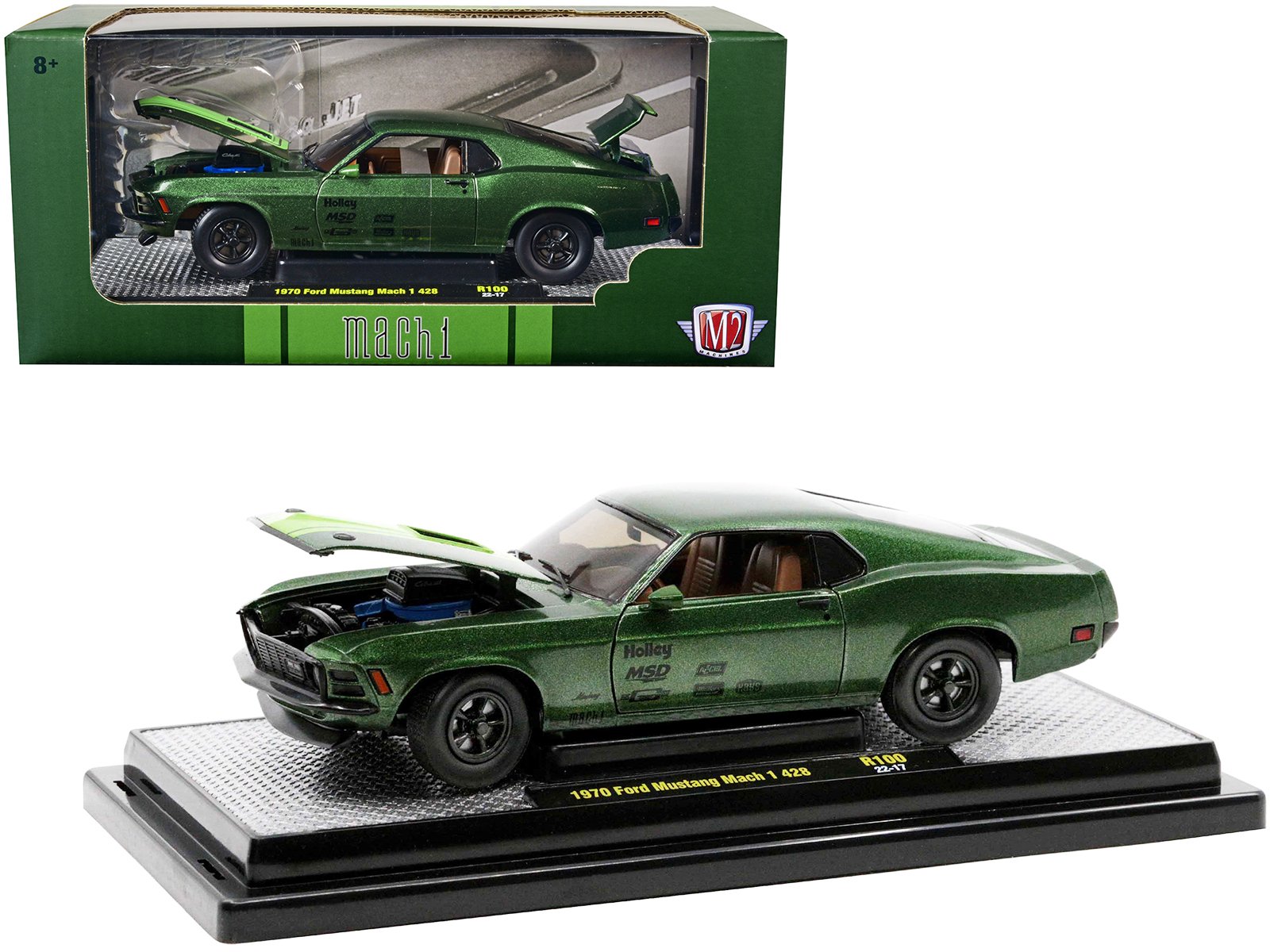 1970 ford mustang mach 1 428 green metallic with light green hood limited edition to 6550 pieces worldwide 1/24 diecast model cars by m2 machines 1970 ford mustang mach 1 428 green metallic with light green hood limited edition to 6550 pieces worldwide 1/24 diecast model cars by m2 machines