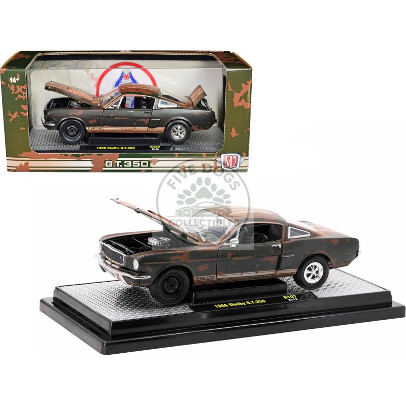 1966 shelby gt350 ivy green with wimbledon white stripes (rusted) limited edition to 5250 pieces worldwide 1/24 diecast model car by m2 machines