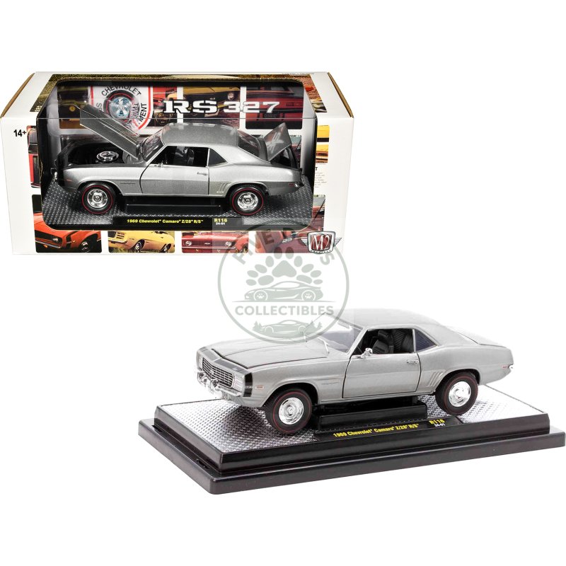 1969 chevrolet camaro z/28 r/s silver metallic limited edition to 5250 pieces worldwide 1/24 diecast model car by m2 machines