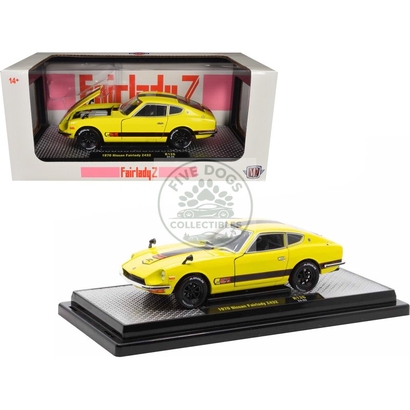 1970 nissan fairlady z 432 rhd (right hand drive) #3 yellow with black stripes limited edition to 4250 pieces worldwide 1/24 diecast model car by m2 machines