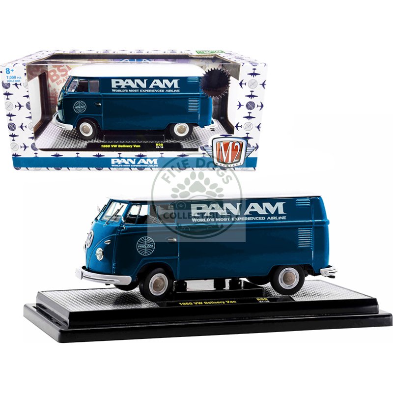 1960 volkswagen delivery van "pan am" turquoise with white top limited edition to 7000 pieces worldwide 1/24 diecast model by m2 machines