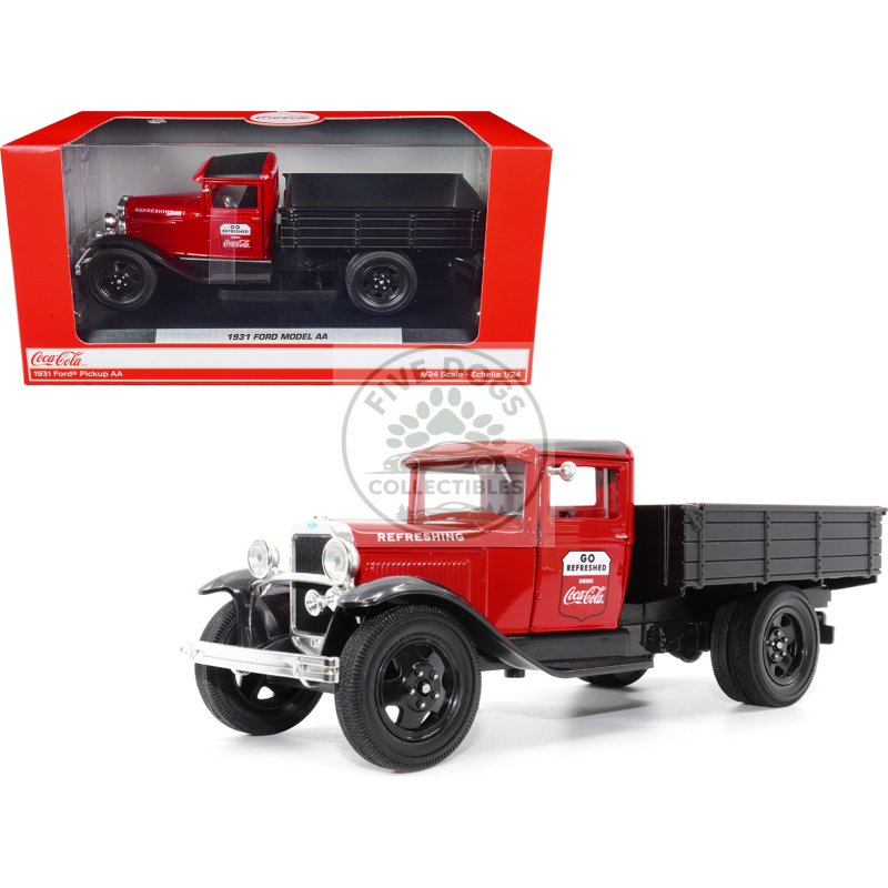 1931 ford model aa pickup truck red and black "go refreshed drink coca cola" 1/24 diecast model car by motor city classics