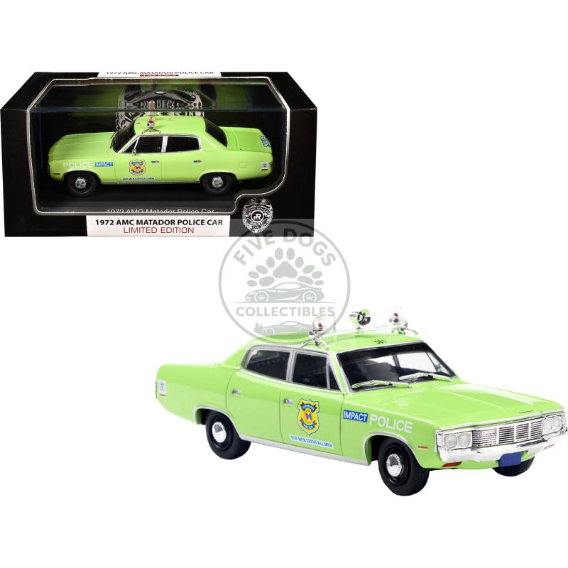 1972 amc matador police car "cleveland police department" light green 1/43 diecast model by iconic replicas
