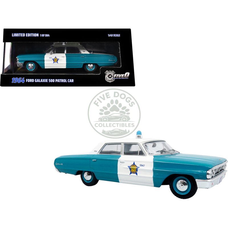 1964 ford galaxie 500 police car "chicago police department" blue and white "five0" series limited edition to 504 pieces worldwide 1/43 diecast model by iconic replicas