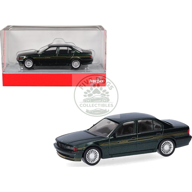 bmw alpina b12 green metallic 1/87 (ho) plastic model car by herpa