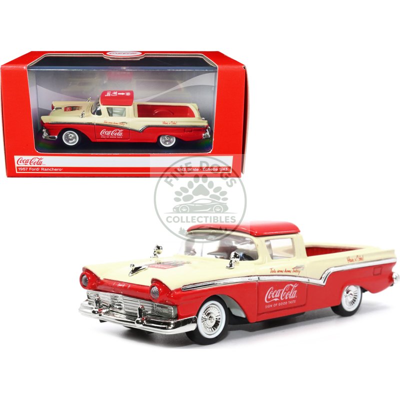 1957 ford ranchero "coca cola" red and cream 1/43 diecast model car by motor city classics