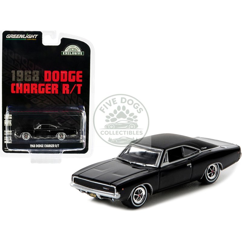 1968 dodge charger r/t black "hobby exclusive" 1/64 diecast model car by greenlight