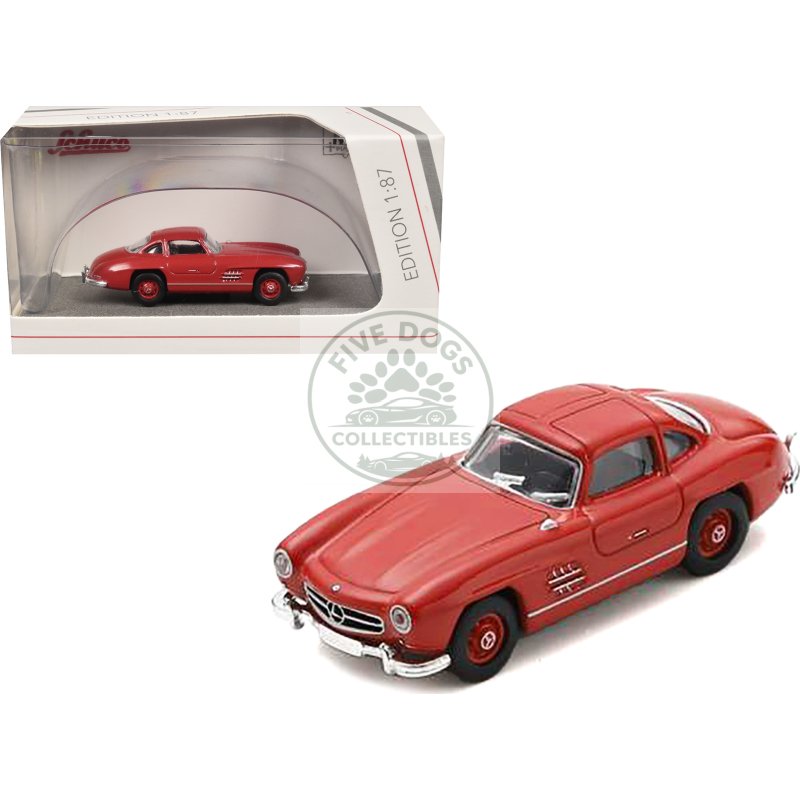 mercedes benz 300 sl gullwing coupe red 1/87 (ho) diecast model car by schuco