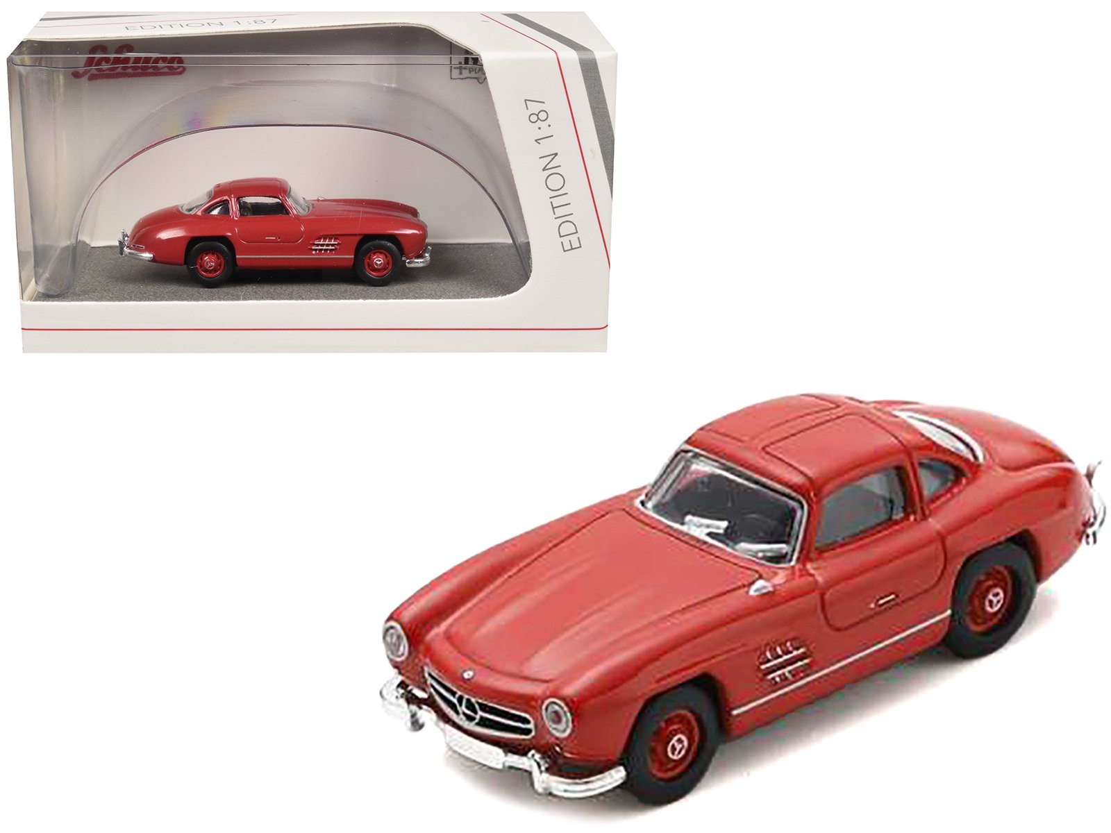 mercedes benz 300 sl gullwing coupe red 1/87 (ho) diecast model car by schuco mercedes benz 300 sl gullwing coupe red 1/87 (ho) diecast model car by schuco