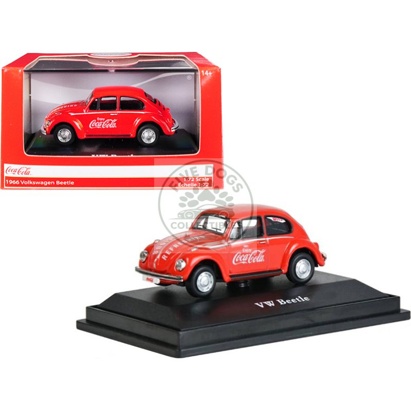 1966 volkswagen beetle "coca cola" red 1/72 diecast model car by motorcity classics