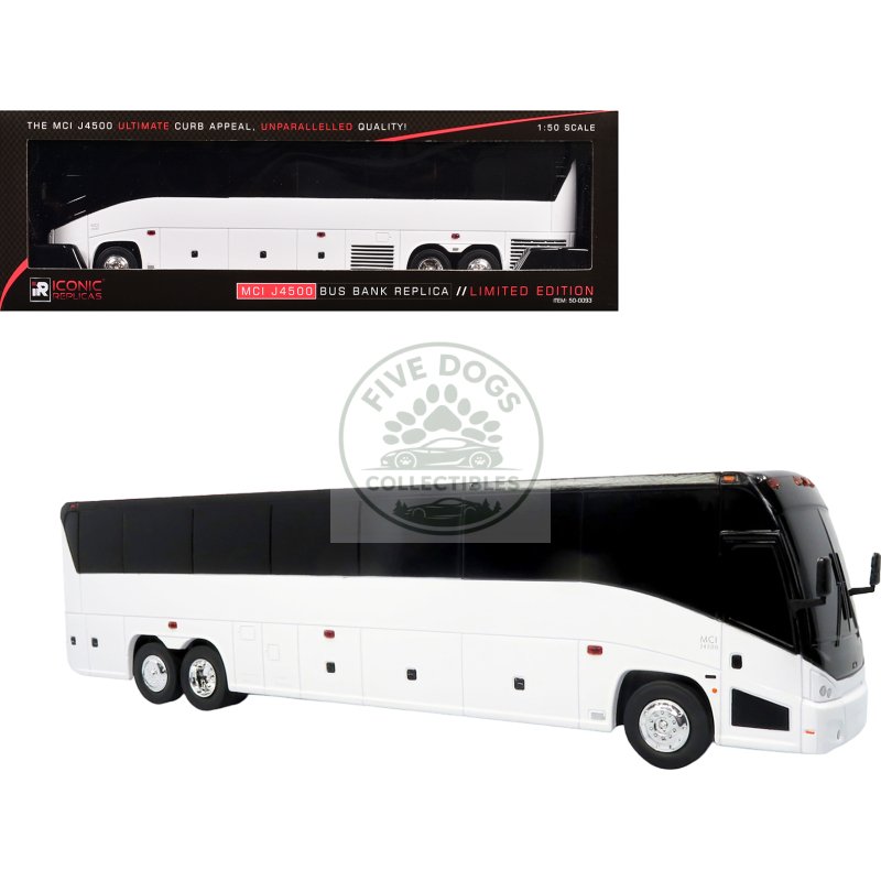 mci j4500 coach bus blank white limited edition 1/50 model by iconic replicas