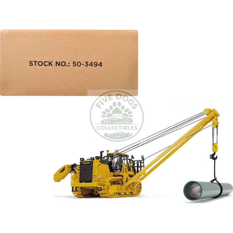 komatsu d155cx 8 with k170 pipelayer yellow with accessories 1/50 diecast model by first gear