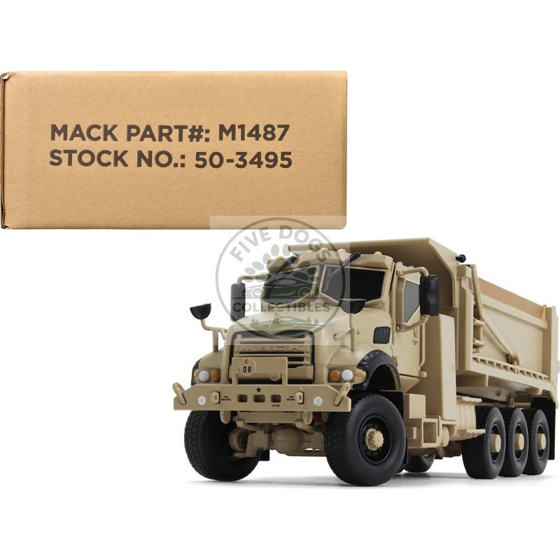 mack defense m917a3 heavy dump truck tan 1/50 diecast model by first gear
