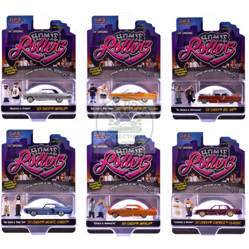 "homie rollerz" 2025 series 1 set of 6 pieces diecast model cars by greenlight and dga
